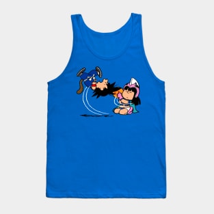 Funny Anime Manga Retro Superhero Couple Parody Cartoon Tank Top